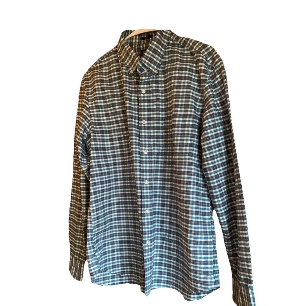 J Crew Flex Oxford Slim Fit Plaid Button Down Shirt Cotton Large